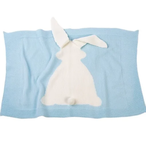 Compléments pour poupées Llorens 42 cm - Couverture petit lapin bleu clair