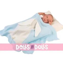 Compléments pour poupées Llorens 42 cm - Couverture petit lapin bleu clair