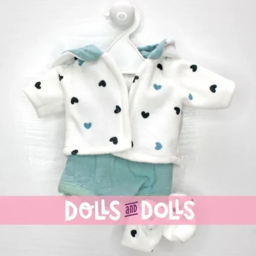 Ensemble pour poupée Paola Reina 34 cm - Gordis - Fran - Combinaison bleu clair avec veste à capuche blanche