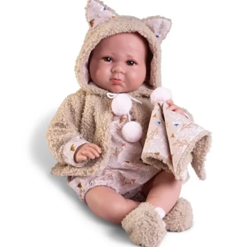 Poupée Antonio Juan 42 cm - Nouveau-né Luca avec veste en peau de mouton