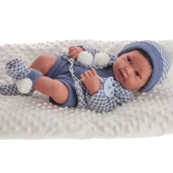 Poupée Antonio Juan 42 cm - Nouveau-né Pipo brunet avec coussin