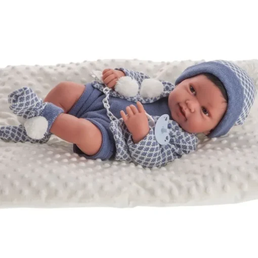 Poupée Antonio Juan 42 cm - Nouveau-né Pipo brunet avec coussin