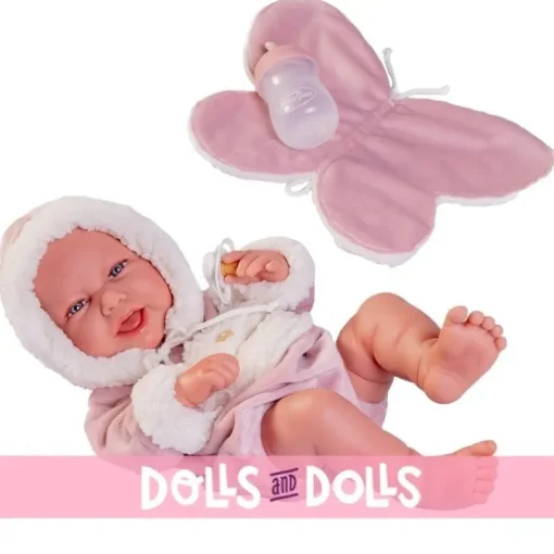 Poupée Antonio Juan 42 cm - Nouveau-né Carla avec une serviette pour bébé