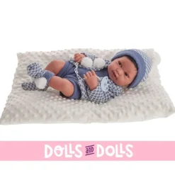 Poupée Antonio Juan 42 cm - Nouveau-né Pipo brunet avec coussin