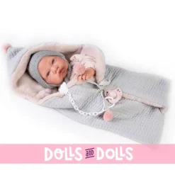 Poupée Antonio Juan 42 cm - Nouveau-né avec gigoteuse et pompons