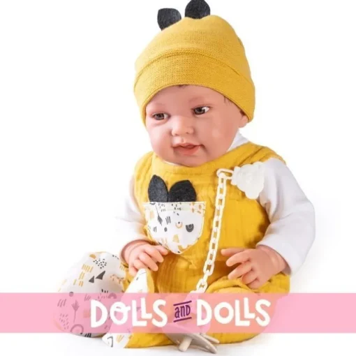 Poupée Antonio Juan 42 cm - Nouveau-né Pipo petites oreilles avec coussin