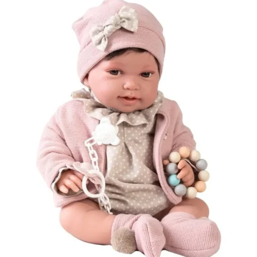 Poupée Antonio Juan 42 cm - Poids Spécial - Poussette Pipa nouveau-né avec attache-tétine