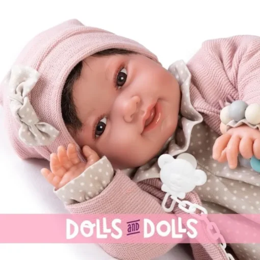 Poupée Antonio Juan 42 cm - Poids Spécial - Poussette Pipa nouveau-né avec attache-tétine