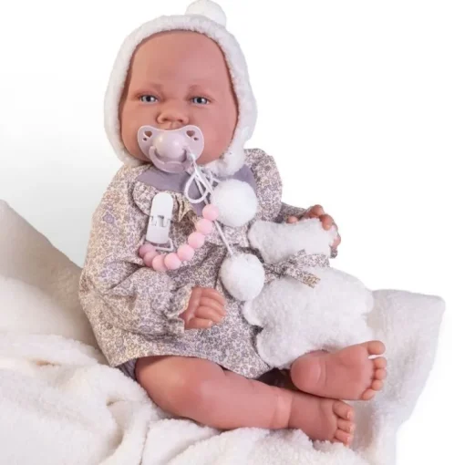 Poupée Antonio Juan 42 cm - Sweet Reborn Nacida avec couverture en peau de mouton