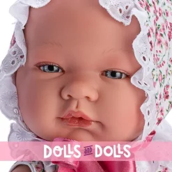Poupée Así 43 cm - María avec robe rayée rose et corsage fleuri