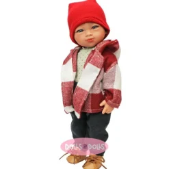 Poupée D'Nenes 34 cm - Mario avec veste et chapeau à carreaux rouges
