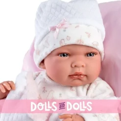 Poupée Llorens 40 cm - Nica nouveau-né avec coussin rose