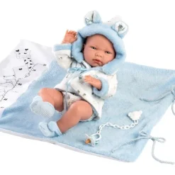 Poupée Llorens 40 cm - Nouveau-né Nico avec table à langer pour la salle de bain