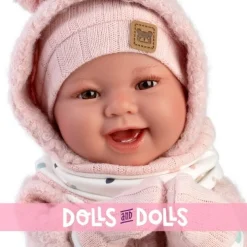 Poupée Llorens 44 cm - Nouveau-né Tala sourit avec pyjama ourson rose