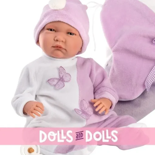 Poupée Llorens 40 cm - Pleurer Lalo nouveau-né avec sac papillon