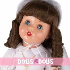 Poupée Mariquita Pérez 50 cm - Brune dans une robe de communion vintage