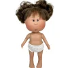 Poupée Nines d'Onil 23 cm - Little Mia brune avec chignon et yeux gris - Sans vêtements