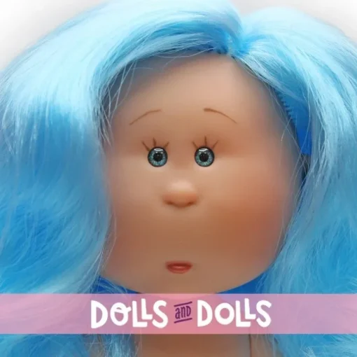 Poupée Nines d'Onil 23 cm - Little Mia aux cheveux bleus ondulés - Sans vêtements