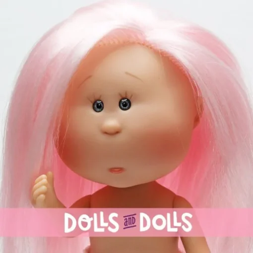 Poupée Nines d'Onil 23 cm - Little Mia avec des cheveux roses et lisses - Sans vêtements