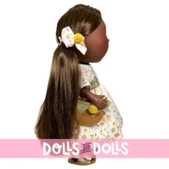 Poupée Nines d'Onil 23 cm - Little Mia brune dans une robe à imprimé naturel