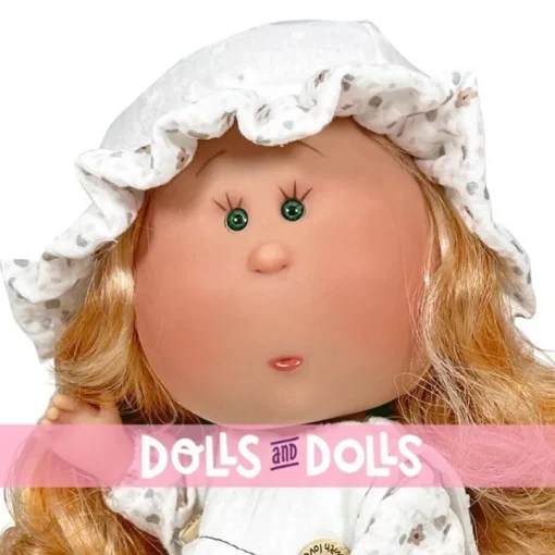Poupée Nines d'Onil 30 cm - Mia ARTICULÉE - avec cheveux orange avec robe et chapeau imprimés