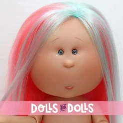 Poupée Nines d'Onil 30 cm - Mia ARTICULÉE - Mia avec des cheveux roses et des mèches bleues - Sans vêtements
