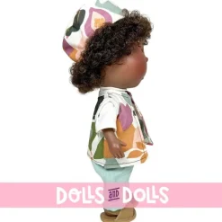 Poupée Nines d'Onil 30 cm - Mio avec cheveux bruns avec des motifs naturels