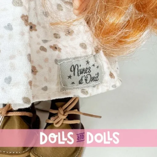 Poupée Nines d'Onil 30 cm - Mia avec cheveux orange avec robe et chapeau imprimés