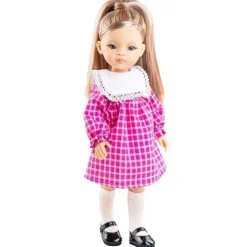Poupée Paola Reina 32 cm - Las Amigas - Cassandra en robe à carreaux rose