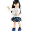 Poupée Paola Reina 32 cm - Las Amigas - Liu en pull blanc et jupe fleurie bleue