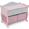 Table à langer en bois pour poupées jusqu'à 46 cm - Bayer Chic 2000 - Rose et gris
