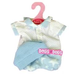Tenue de poupée Antonio Juan 26-27 cm - Ensemble étoiles et pois bleus avec couverture