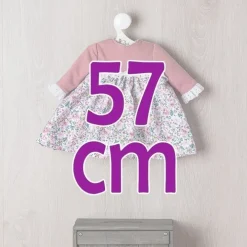 Tenue de poupée Así 57 cm - Robe à fleurs rose avec devant en tricot pour poupée Pepa