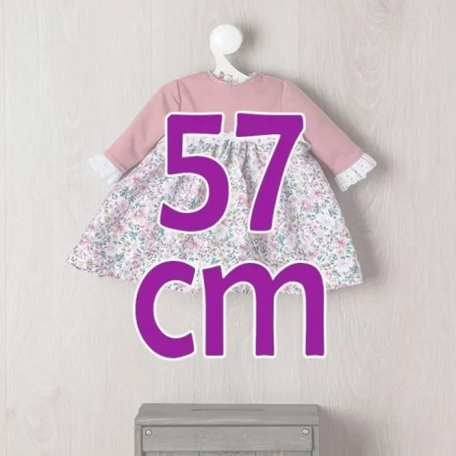Tenue de poupée Así 57 cm - Robe à fleurs rose avec devant en tricot pour poupée Pepa