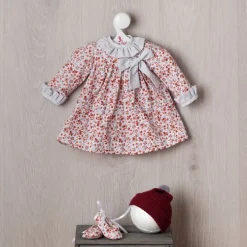 Tenue de poupée Así 57 cm - Robe rouge à fleurs et chapeau marron pour poupée Pepa