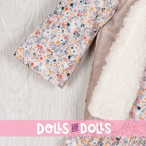 Tenue de poupée Así 57 cm - Robe fleurie liberty corail avec gilet teddy pour poupée Pepa