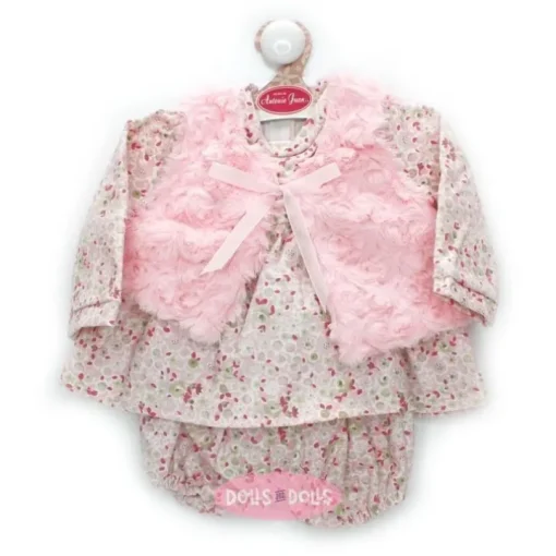 Tenue pour poupée Antonio Juan 52 cm - Collection Mi Primer Reborn - Robe fleurie avec gilet rose