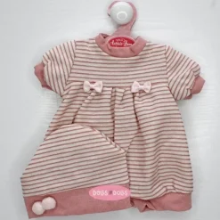 Tenue pour poupée Antonio Juan 40-42 cm - Barboteuse rayée rose avec bonnet
