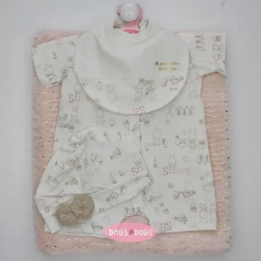 Tenue pour poupée Antonio Juan 52 cm - Collection Mi Primer Reborn - Pyjama ours en peluche avec bonnet et châle