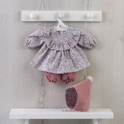Tenue pour poupée Así 43 cm - Chemise fleurie à volants et bloomer rose pour poupée María
