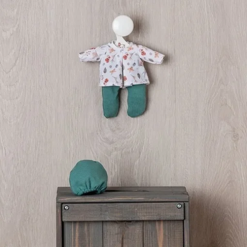 Tenue pour poupée Así 20 cm - Chemise escargot avec guêtre et bonnet vert pour poupée Bomboncín