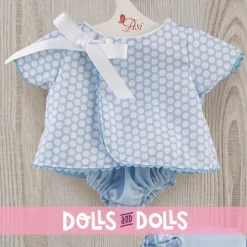 Tenue pour poupée Así 43 cm - Robe piqué bleu clair avec cercles blancs pour poupée Pablo