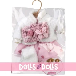 Vêtements pour poupées Llorens 35 cm - Robe rose étoilée avec veste blanche